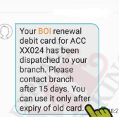 your boi renewal debit card has been dispatched