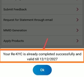 your re-kyc is already completed successfully
