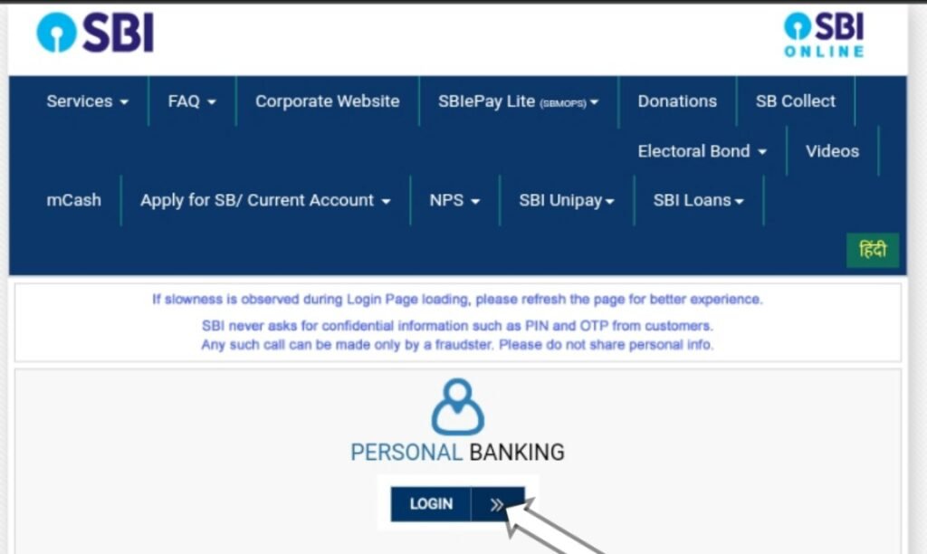 personal banking login sbi